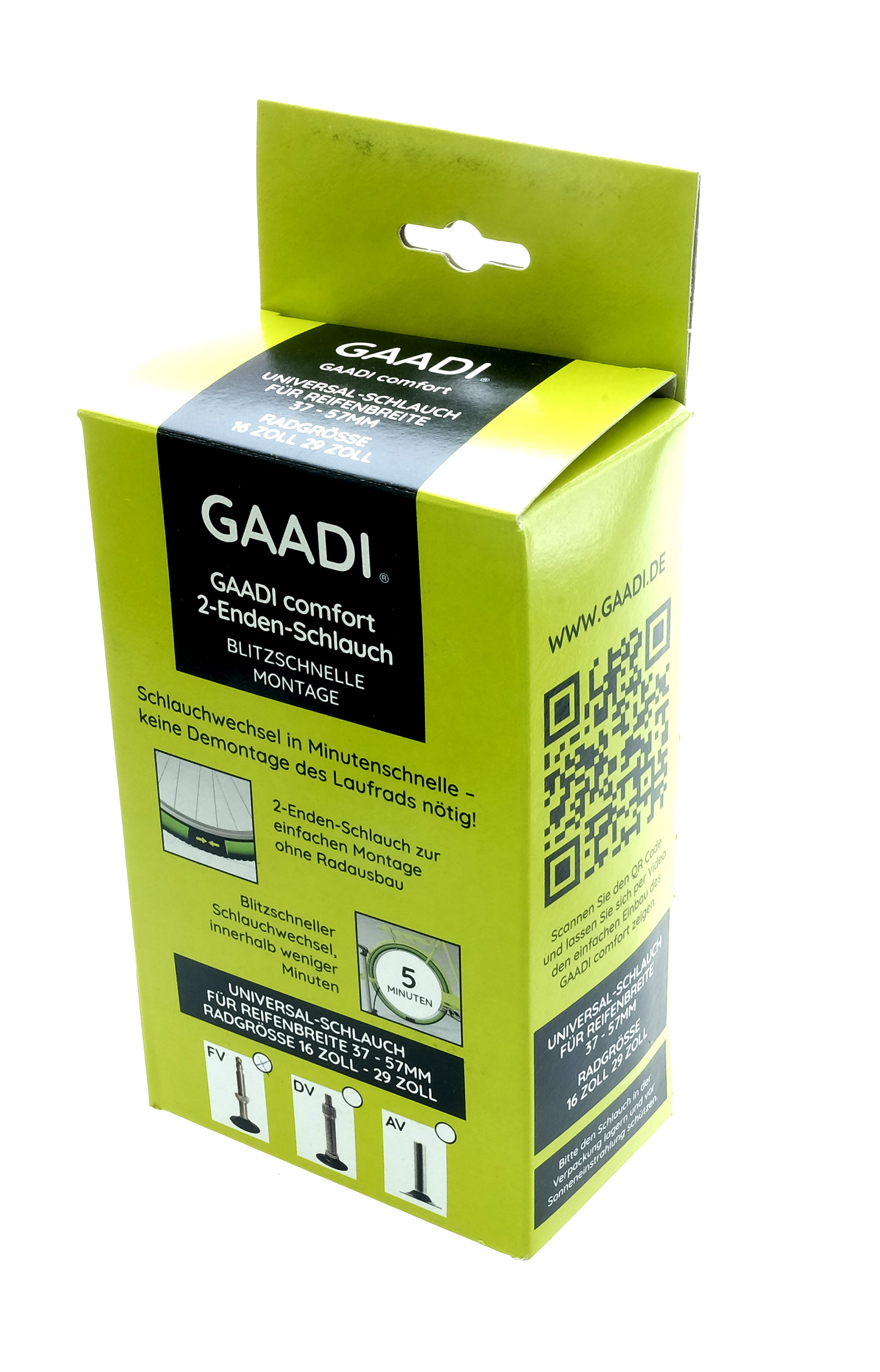 GAADI® Tube Comfort 2-Enden-Schlauch für 37-57 mm Reifenbreite