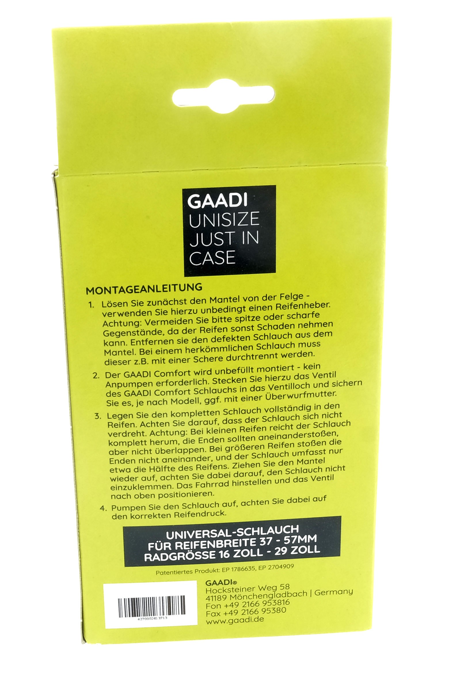 GAADI® Tube Comfort 2-Enden-Schlauch für 37-57 mm Reifenbreite