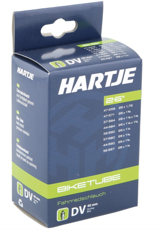 Hartje 26" Fahrradschlauch schmal 1,2-1,75 - Blitz- Dunlopventil (DV)