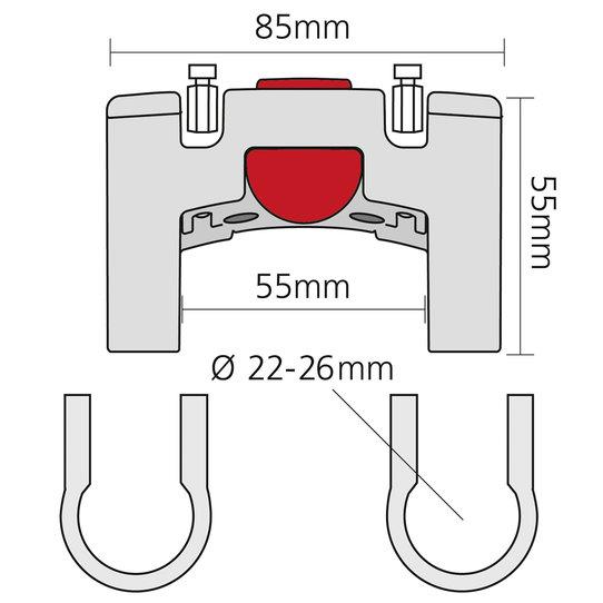 KLICKfix® adapter horizontal mounting Ø 22-26mm