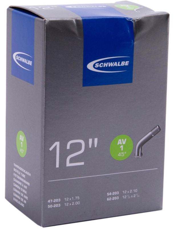 12" SCHWALBE Schlauch Nr.1  12" - Auto- Schraderventil (AV) schraeg 45°