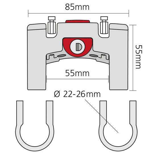 KLICKfix® adapter horizontal mounting Ø 22-26mm
