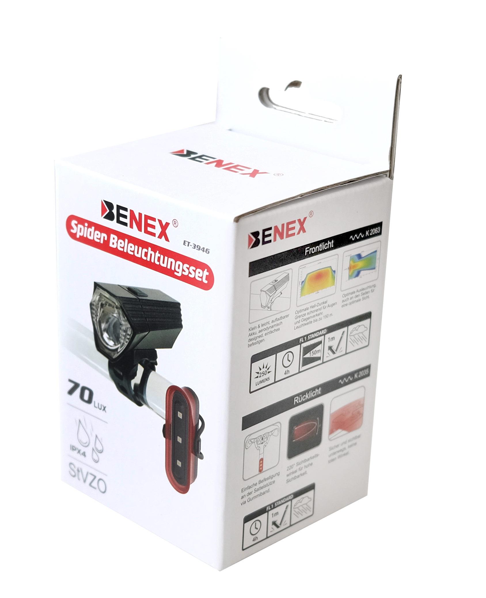BENEX Spider 70 LUX Fahrradlampenset
LED mit Akku BENEX Spider 70 LUX Fahrradlampenset
LED mit Akku