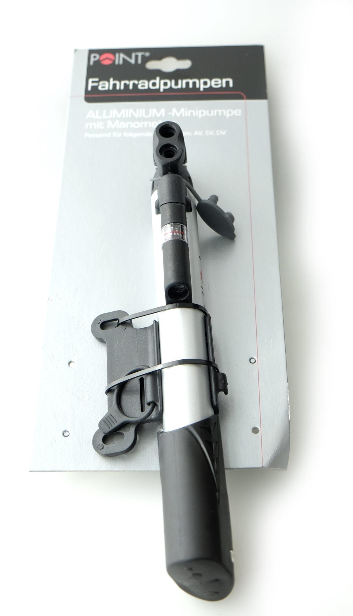 Mini aluminum telescopic pump with pressure gauge POINT