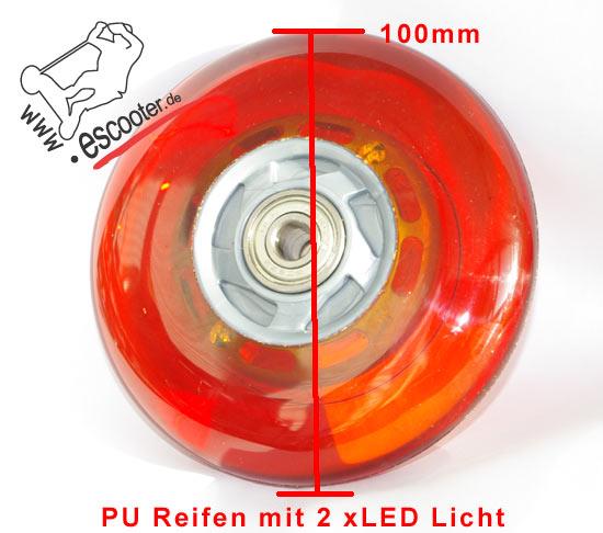 Skatereifen mit LED PU Laufrolle 100mm 4 Zoll