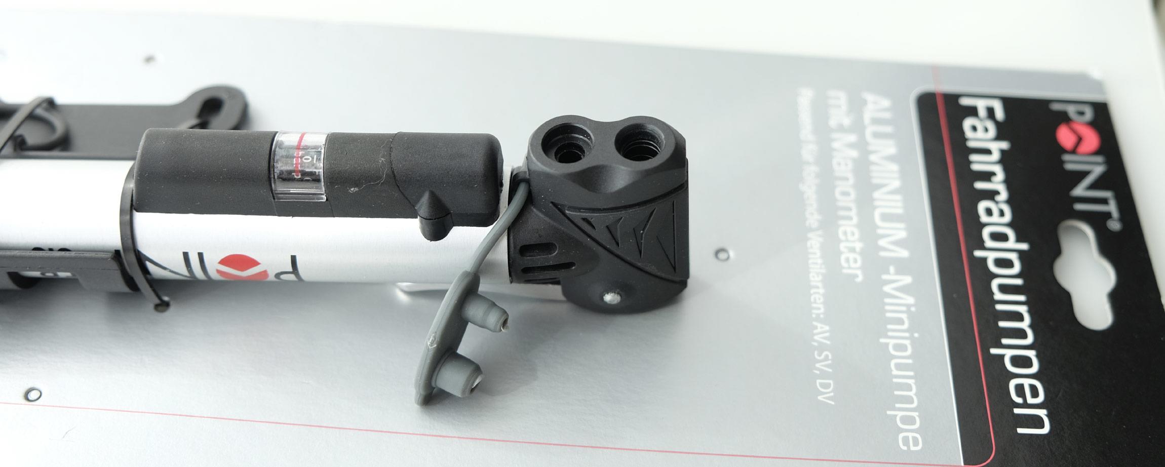 Mini aluminum telescopic pump with pressure gauge POINT