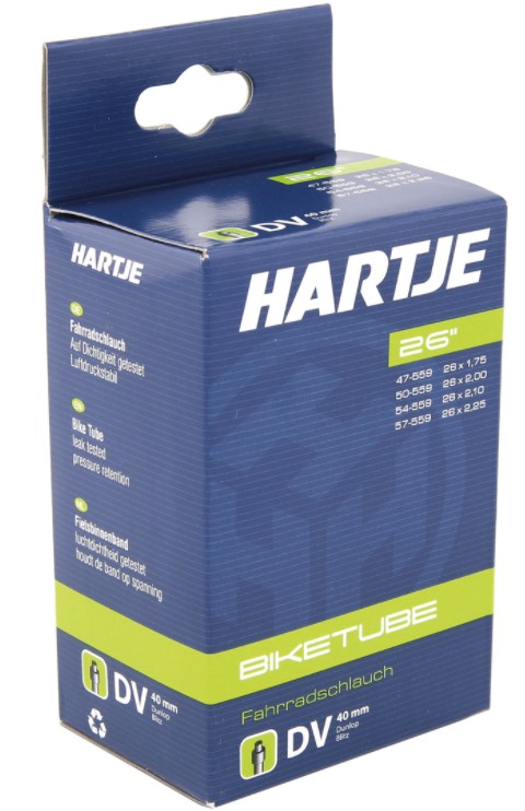 Hartje 26" Fahrradschlauch breit 1,75-2,125 - Blitz- Dunlopventil (DV)