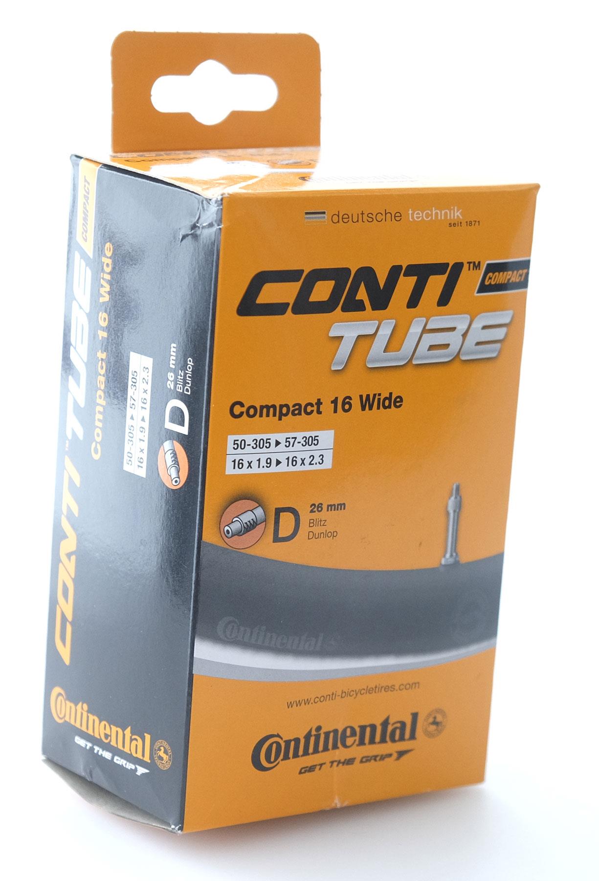 CONTINENTAL 16" Fahrradschlauch Compact Wide - Blitzventil 26 mm
