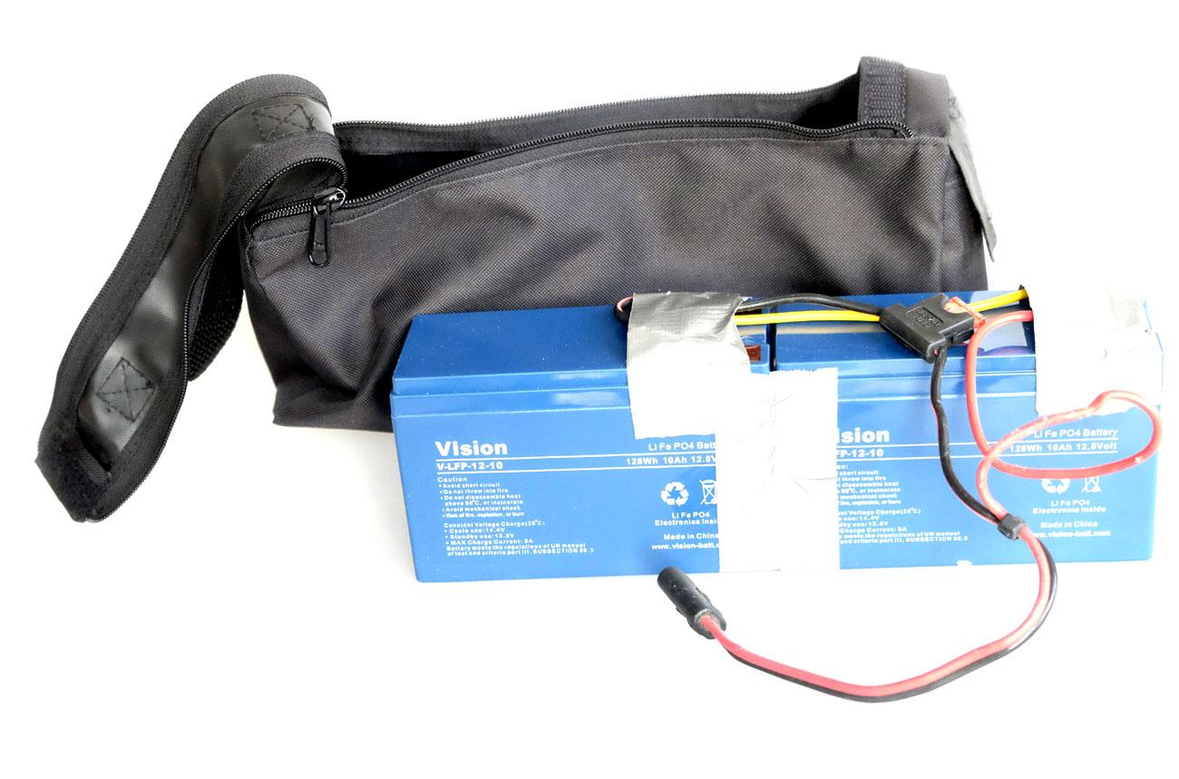 Q-Tee Einzelakkuset in Tasche mit Lithiumakkus