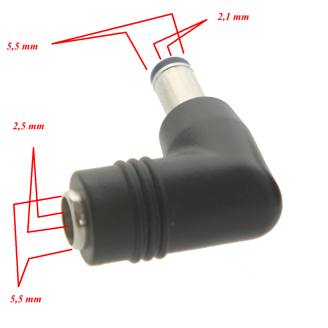ADAPTER 5,5 mm Hohlstecker Pin 2,5 auf 2,1 mm