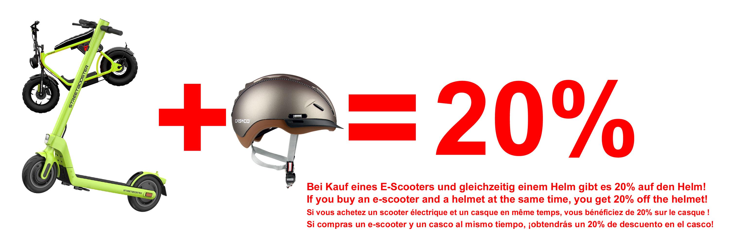 E-SCOOTER + HELM = 20%