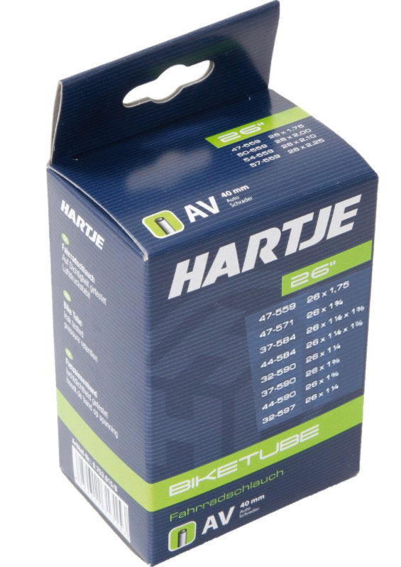 Hartje 26" Fahrradschlauch schmal 1,2-1,75 - Schrader-  Autoventil (AV)