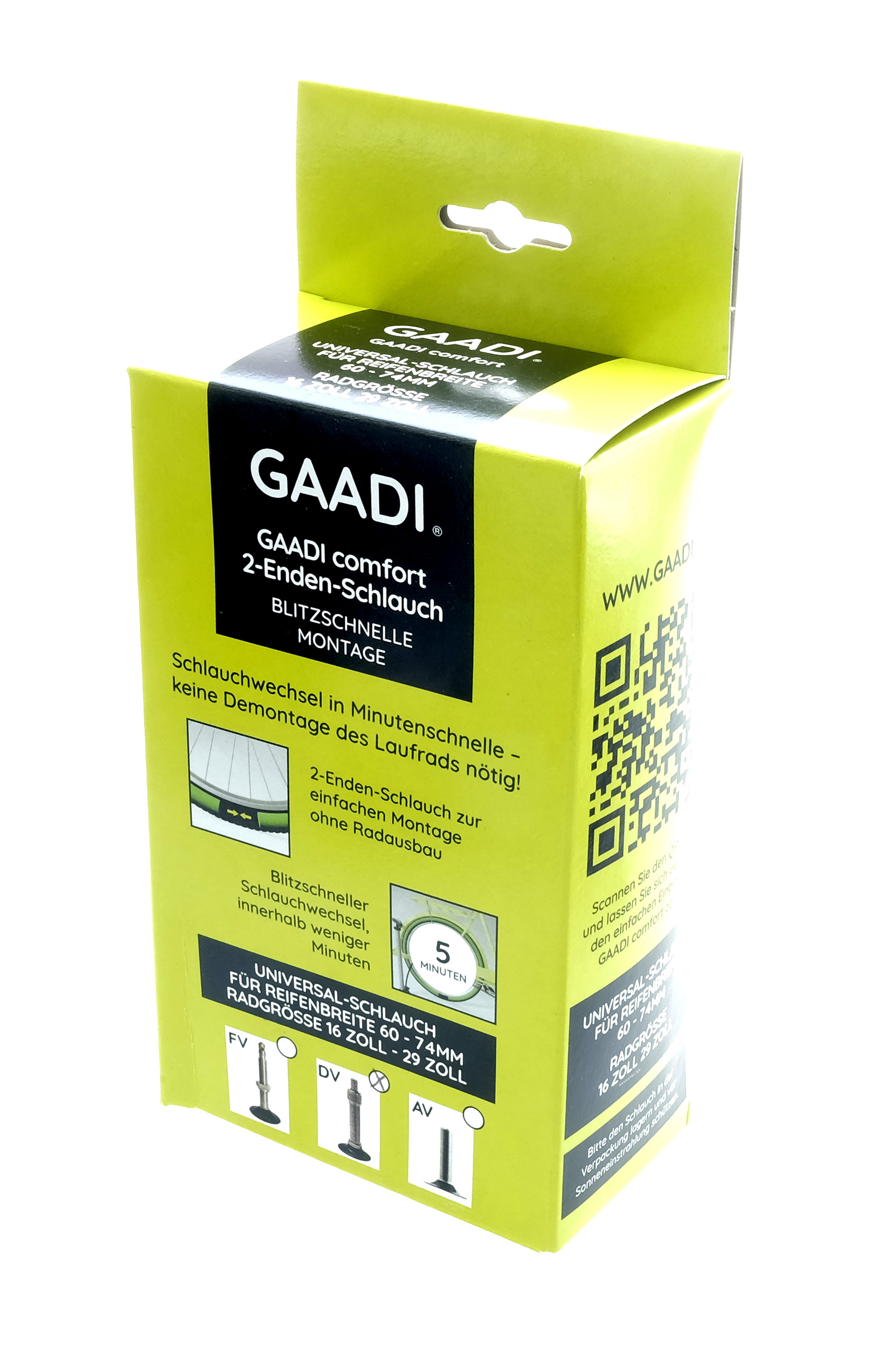 GAADI® Tube Comfort 2-Enden-Schlauch für 60-74 mm Dunlopventil